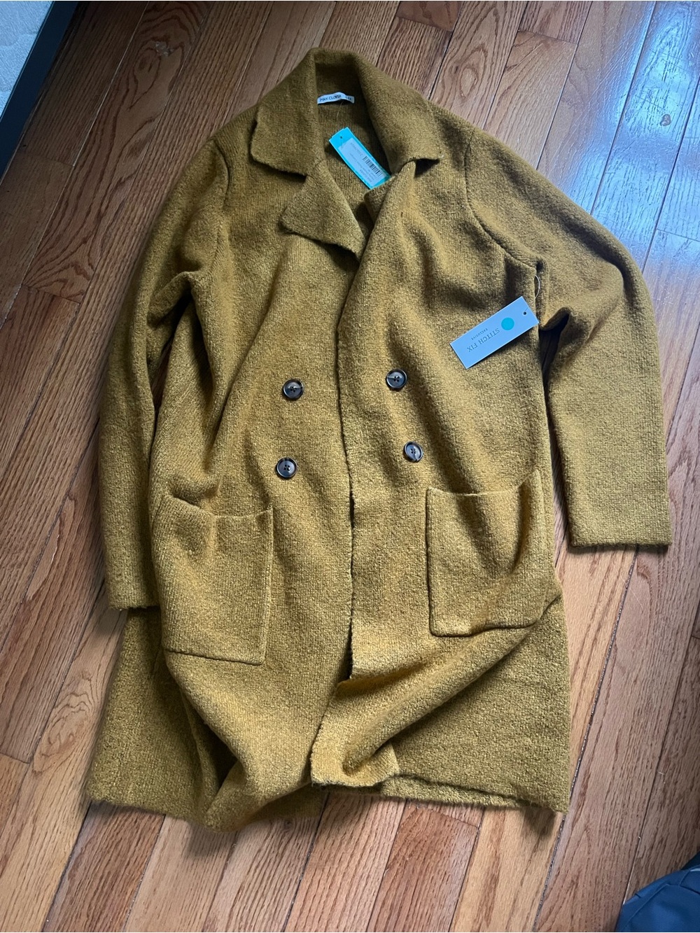 Pink Clover Camel Coatigan with Patch Pockets